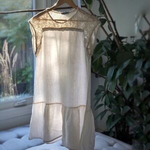 Allegra Masetti Firenze beige linen dress size S made in Italy